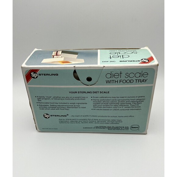 Vintage 1983 Sterling Plastics Borden USA #643 Adjustable Diet Scale w Food Tray - Picture 10 of 12